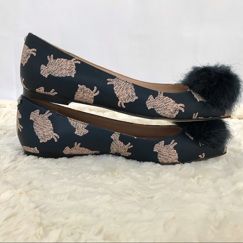 SAM EDELMAN RADDIE SHEEP PRINT FAUX FUR POM POM 6